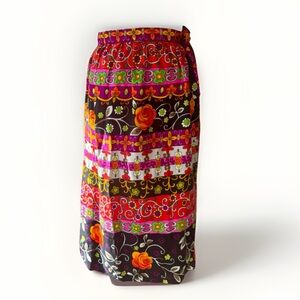Vtg 60s Alice Of California Psychedelic Floral Wrap Skirt Broadcloth Hawaiian OS